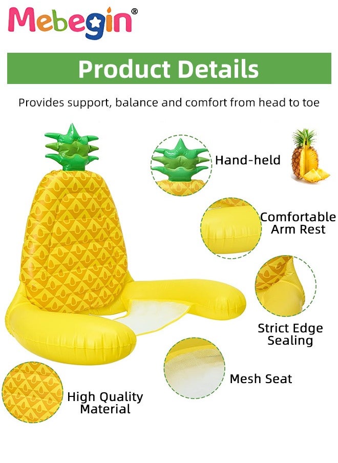MEBEGIN - Pineapple Shape Swimming Float with Mesh Bottom, Unique Inflatable Pool Float for Adults and Kids, Sturdy Durable Pool Floating Chair, Fun Water Toys, Suitable for Summer Pools, Beaches, Parties and Water Sports, 73*60*83cm - Image 1