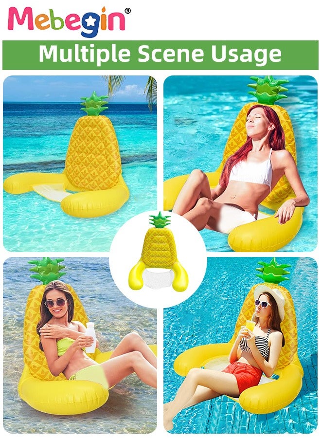 MEBEGIN - Pineapple Shape Swimming Float with Mesh Bottom, Unique Inflatable Pool Float for Adults and Kids, Sturdy Durable Pool Floating Chair, Fun Water Toys, Suitable for Summer Pools, Beaches, Parties and Water Sports, 73*60*83cm - Image 1