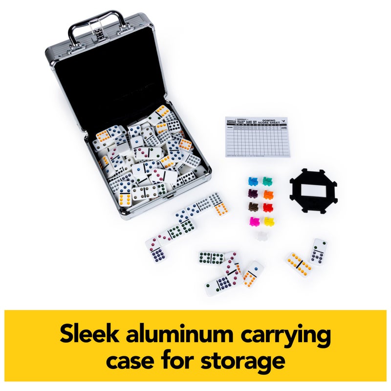 Cardinal Spin Master Games, Mexican Train Dominoes Set in Aluminum Carry Case, Includes Colorful Trains for Fun-Filled Family Game Night, for Kids & Family, 2-8 Players, for Ages 8 & Up - Image 3