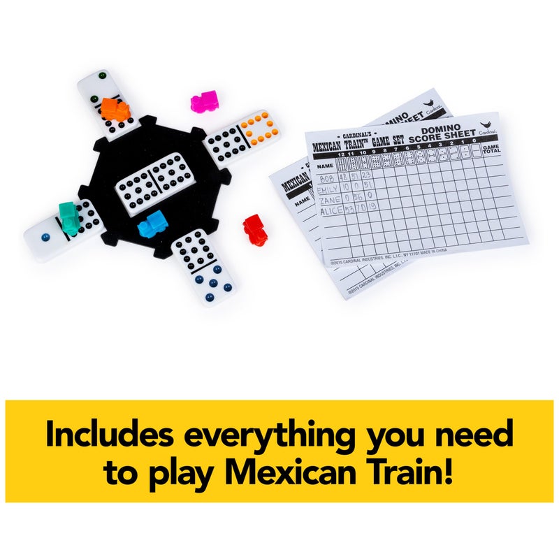 Cardinal Spin Master Games, Mexican Train Dominoes Set in Aluminum Carry Case, Includes Colorful Trains for Fun-Filled Family Game Night, for Kids & Family, 2-8 Players, for Ages 8 & Up - Image 4