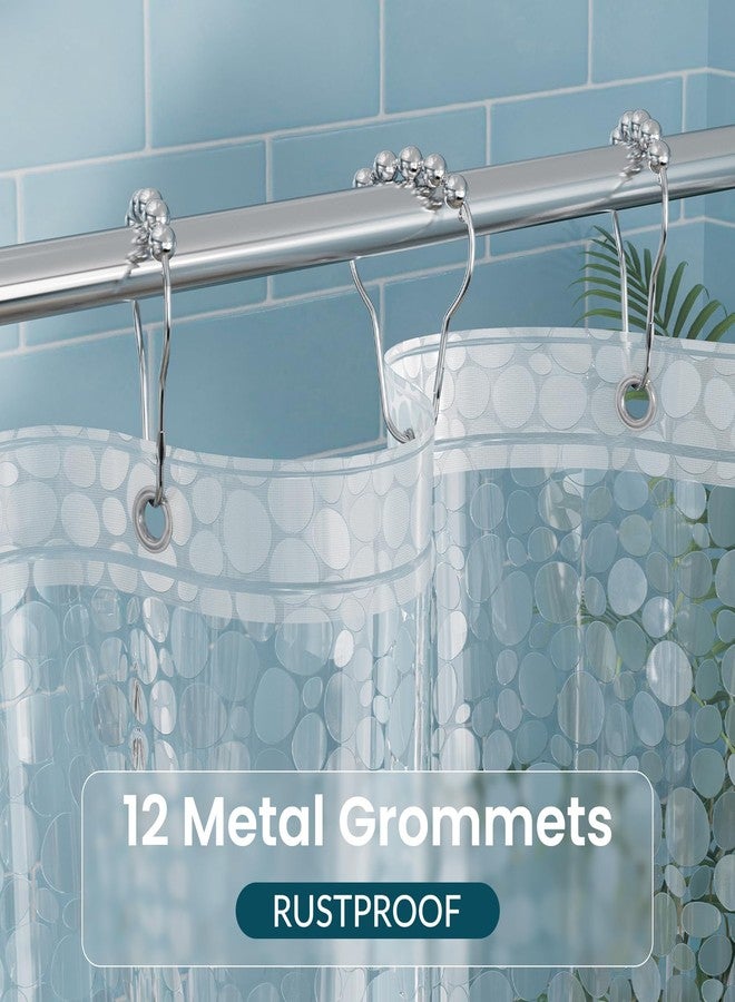Titanker Clear Shower Curtain Liner with Pebble Pattern, Medium Weight Plastic Shower Liner PEVA Waterproof Shower Curtains for Bathroom with Big Stones and Grommets, 72x72 Inches - Image 4