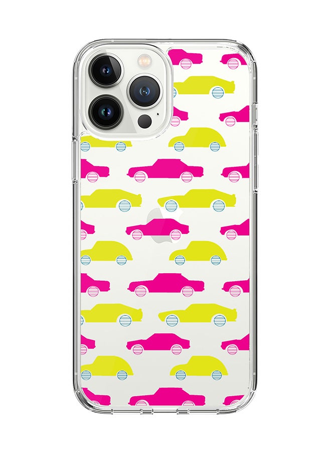 Classic Clear for Apple iPhone 14 Pro Max Case Hybrid Soft Cover Flexible Edges Anti Drop TPU PC Gel Thin Transparent Cover - Moving Cars