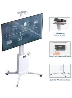 Generic Motorized Mobile TV Cart Rolling TV Stand Electric Lifting for 55-85 inch LCD OLED Flat Panel Curved Screen Smart Board  - Image 4