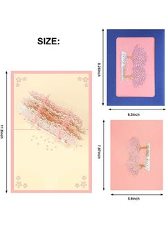 Generic 3D Greeting Card with Cherry Blossom Pattern, 3D Card Pop Up Romantic Theme Cards, Great for Anniversary, Birthday Gift, Happy Holidays, Season's Greetings for Wife Girlfriend Mother, Birthday Cards, Happy Holidays, Spring Card, Season's Greetings Pink  - Image 2