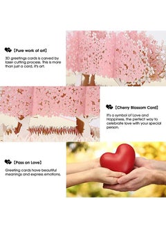 Generic 3D Greeting Card with Cherry Blossom Pattern, 3D Card Pop Up Romantic Theme Cards, Great for Anniversary, Birthday Gift, Happy Holidays, Season's Greetings for Wife Girlfriend Mother, Birthday Cards, Happy Holidays, Spring Card, Season's Greetings Pink  - Image 3