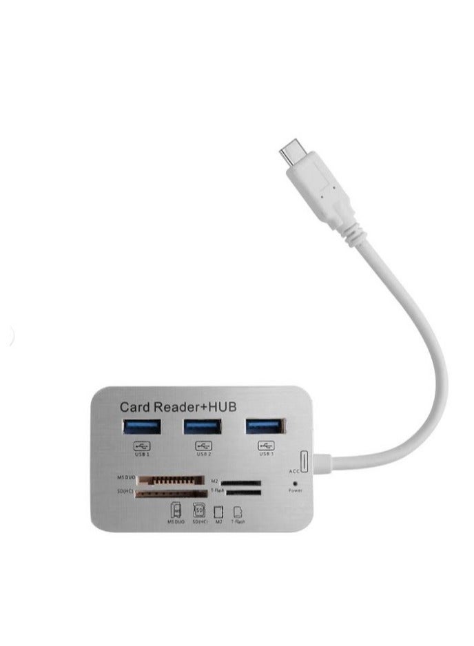 USB C Hub 7 in 1 Type C Adapter SD Memory Card Reader 3 USB Port Hub - Image 2
