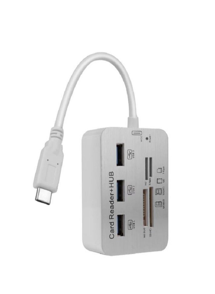 USB C Hub 7 in 1 Type C Adapter SD Memory Card Reader 3 USB Port Hub - Image 1