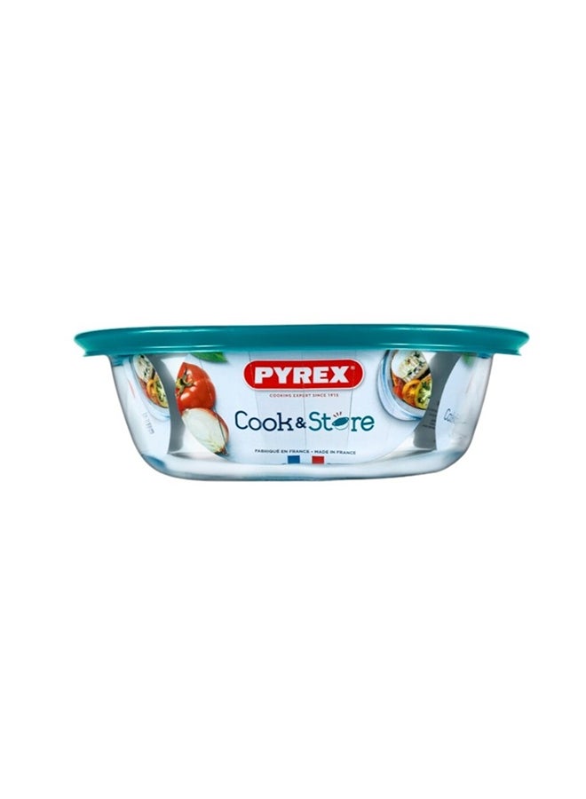 بيريكس Pyrex Cook & Store 2.3L Round Glass Roaster with Lid , Oven, Microwave, Freezer & Dishwasher Safe Borosilicate Baking Dish, Durable Food Storage, Green 2.3cm - Image 3