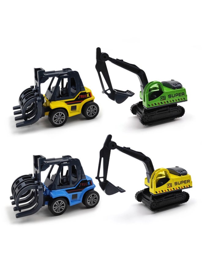 Alloy Car Simulation Model Alloy Car Model Pull Back Engineering Excavator Excavator Grab Car Children's Toy Batch-Color:Naked List  - Image 1