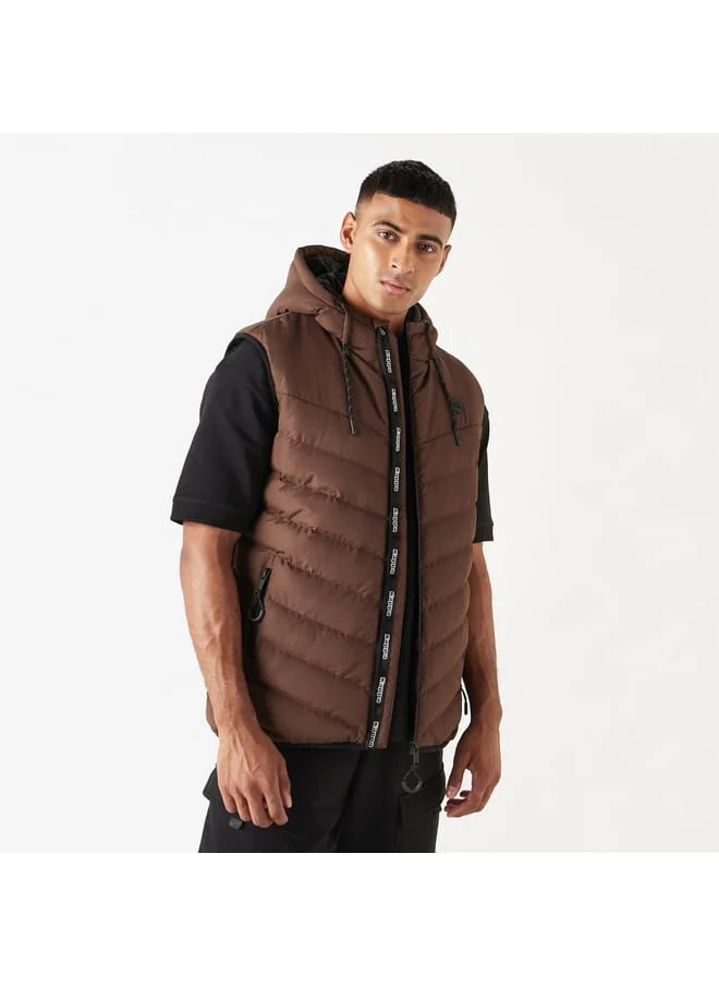 كابا Kappa Quilted Sleeveless Zip Through Jacket with Hood and Pockets