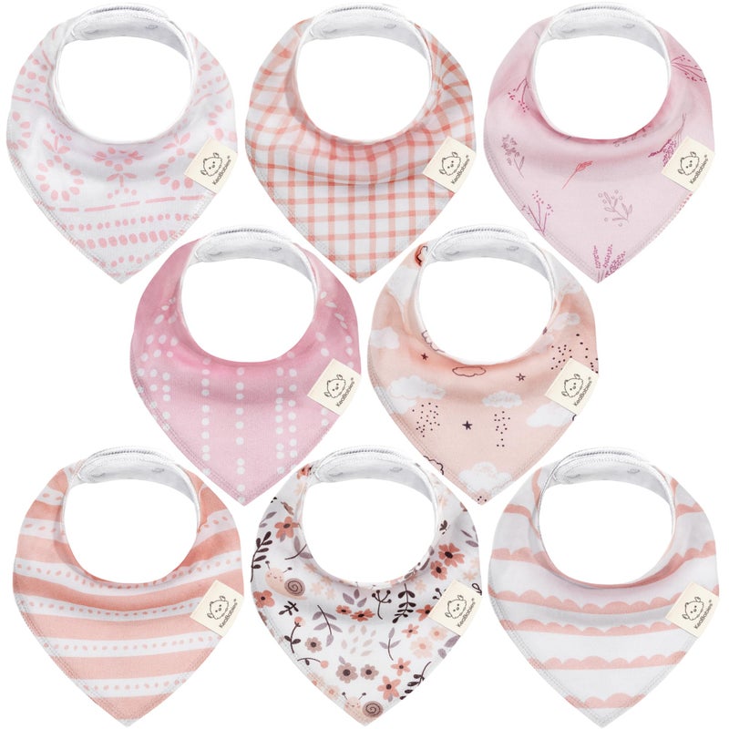 KeaBabies 8-Pack Organic Baby Bandana Bibs for Girls - Super Absorbent Triangle Baby Bibs for Drooling and Teething Infant, 100% Cotton Extra Soft for Newborn, Infant 0-36 Months (Sweet Charm) - Image 1