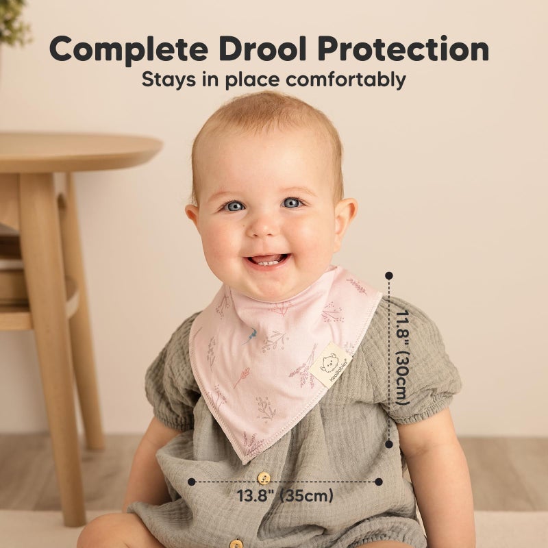 KeaBabies 8-Pack Organic Baby Bandana Bibs for Girls - Super Absorbent Triangle Baby Bibs for Drooling and Teething Infant, 100% Cotton Extra Soft for Newborn, Infant 0-36 Months (Sweet Charm) - Image 5