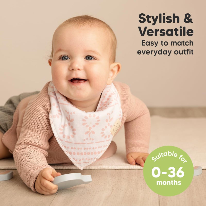 KeaBabies 8-Pack Organic Baby Bandana Bibs for Girls - Super Absorbent Triangle Baby Bibs for Drooling and Teething Infant, 100% Cotton Extra Soft for Newborn, Infant 0-36 Months (Sweet Charm) - Image 4