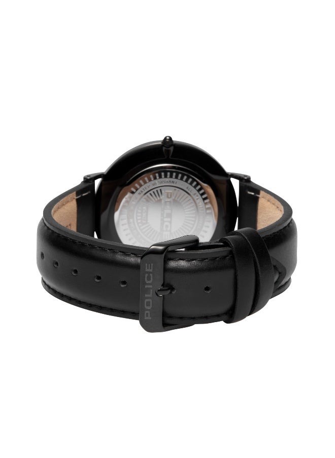 POLICE Men Kingston Black Leather Strap Analog Watch for Men, 41mm - Image 4