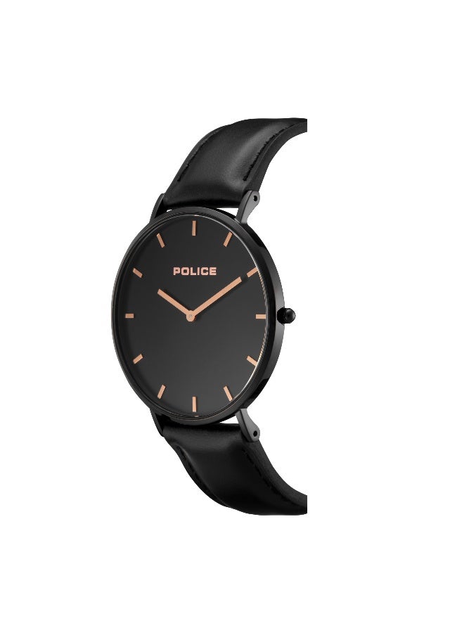 POLICE Men Kingston Black Leather Strap Analog Watch for Men, 41mm - Image 2