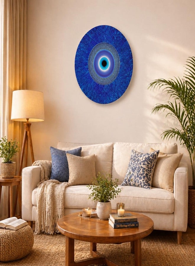 JIKRAA® Evil Eye Protection Ceramic Decorative Wall Plate with Stand | 2-in-1 Wall Hanging & Tabletop Display | Good Luck Positivity Prosperity Nazar Suraksha Blue Evil Eye Home Decor Plate | 10 inch - Image 1