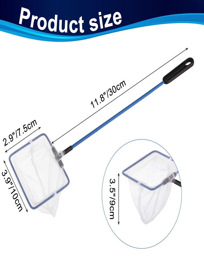 Mogoko 2 Packs 4 Inch Fish Net Aquarium, Small Fish Tank Net with Long Plastic Handle, Square net with Fine Mesh for Tank Cleaning(White) - Image 3