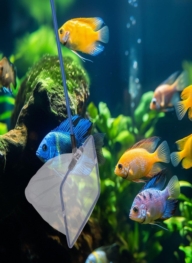Mogoko 2 Packs 4 Inch Fish Net Aquarium, Small Fish Tank Net with Long Plastic Handle, Square net with Fine Mesh for Tank Cleaning(White) - Image 4