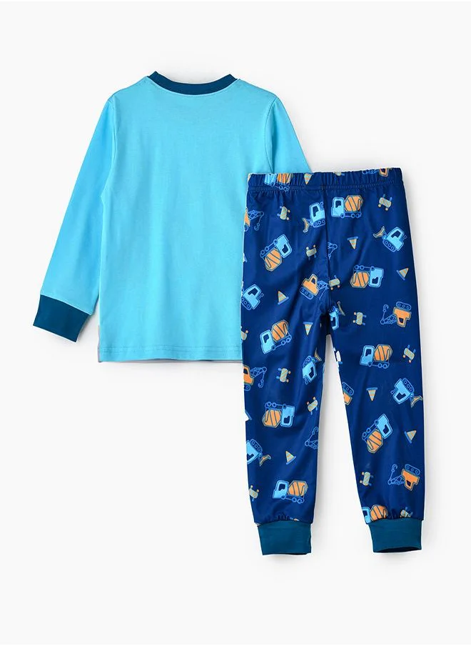 babyqlo Construction Zone Glow-in-the-Dark Pajama Set for Boys