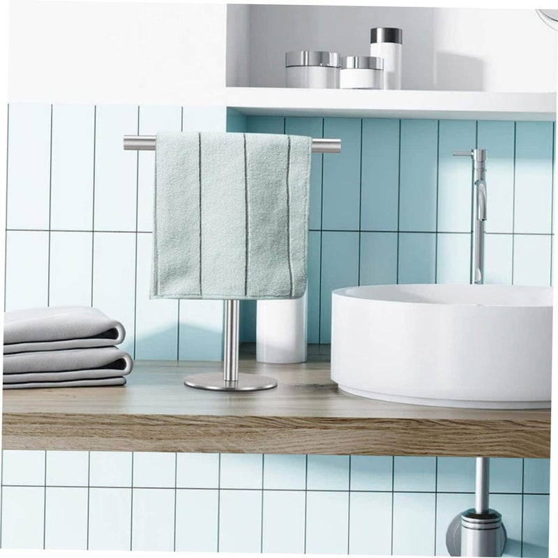 Stainless Steel Towel Rack Round Base Free Standing Towel Holder for Kitchen and Bathroom No Drilling Required Countertop for Home - Image 2