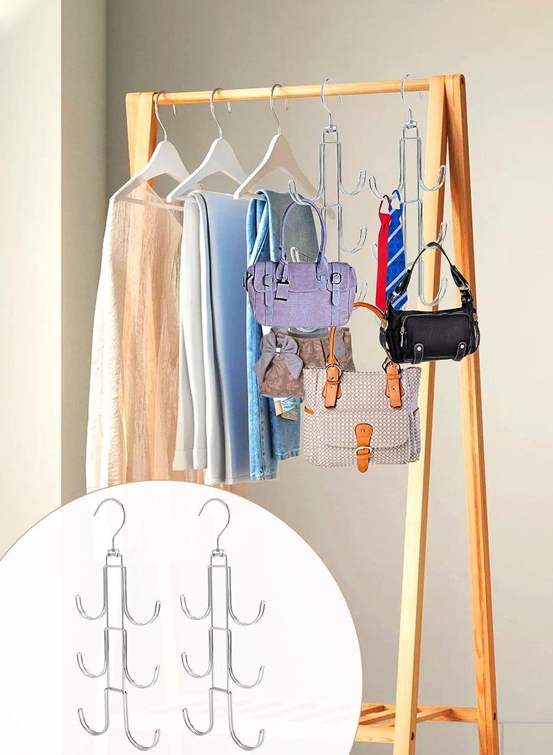 360° Rotated Bag Rack, 2-pack Bag Storage Pocket for Wardrobe, Metal Bag Holder, Storage Hook, Portable Bag Holder for Hanging Purse, Bag, Scarf, Tie, Belt, Hat, Accessories  - Image 5