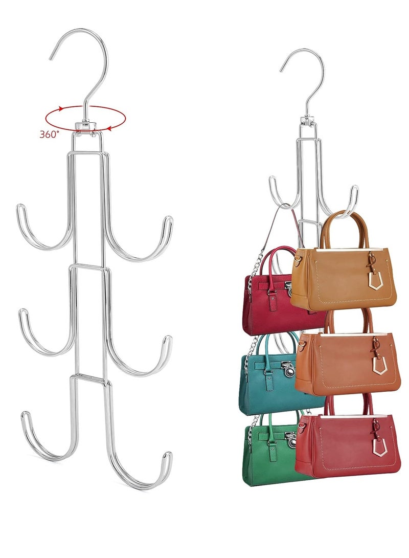 360° Rotated Bag Rack, 2-pack Bag Storage Pocket for Wardrobe, Metal Bag Holder, Storage Hook, Portable Bag Holder for Hanging Purse, Bag, Scarf, Tie, Belt, Hat, Accessories  - Image 1