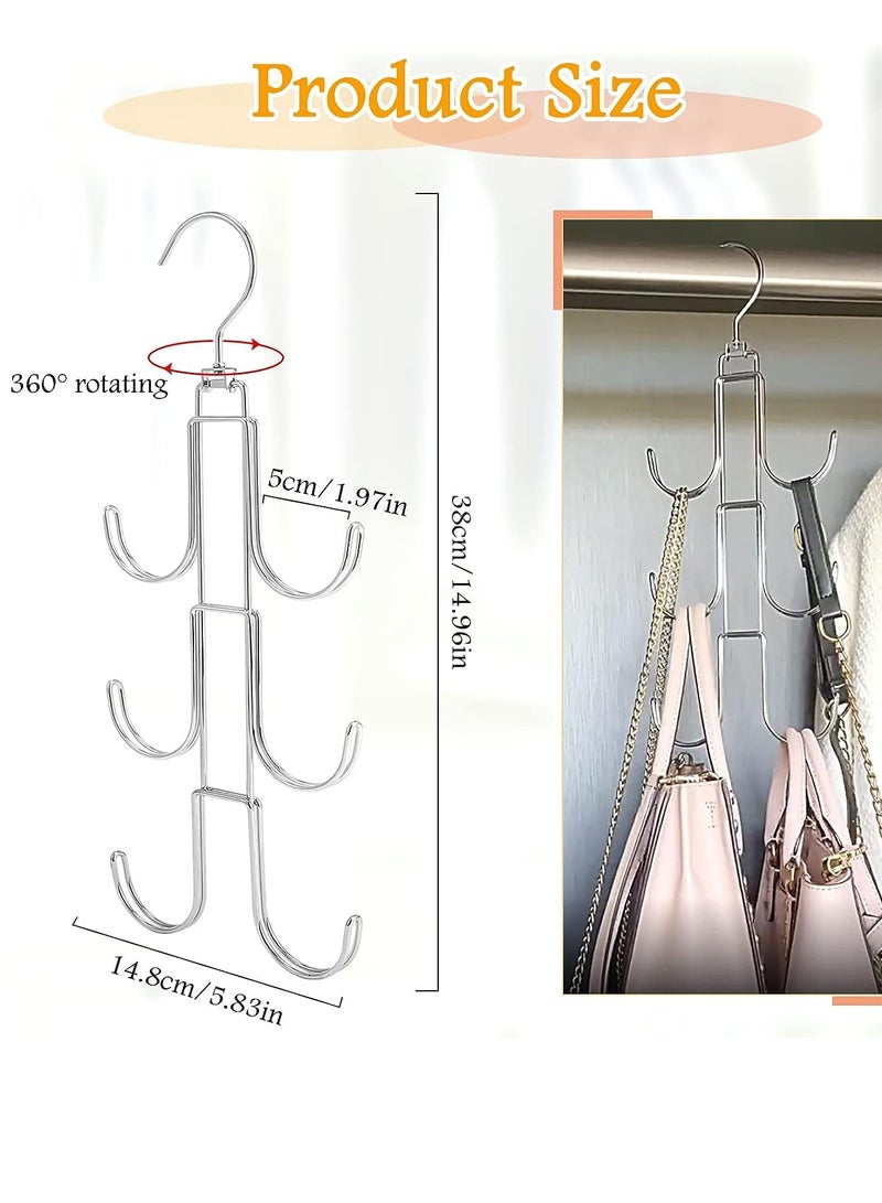 360° Rotated Bag Rack, 2-pack Bag Storage Pocket for Wardrobe, Metal Bag Holder, Storage Hook, Portable Bag Holder for Hanging Purse, Bag, Scarf, Tie, Belt, Hat, Accessories  - Image 2