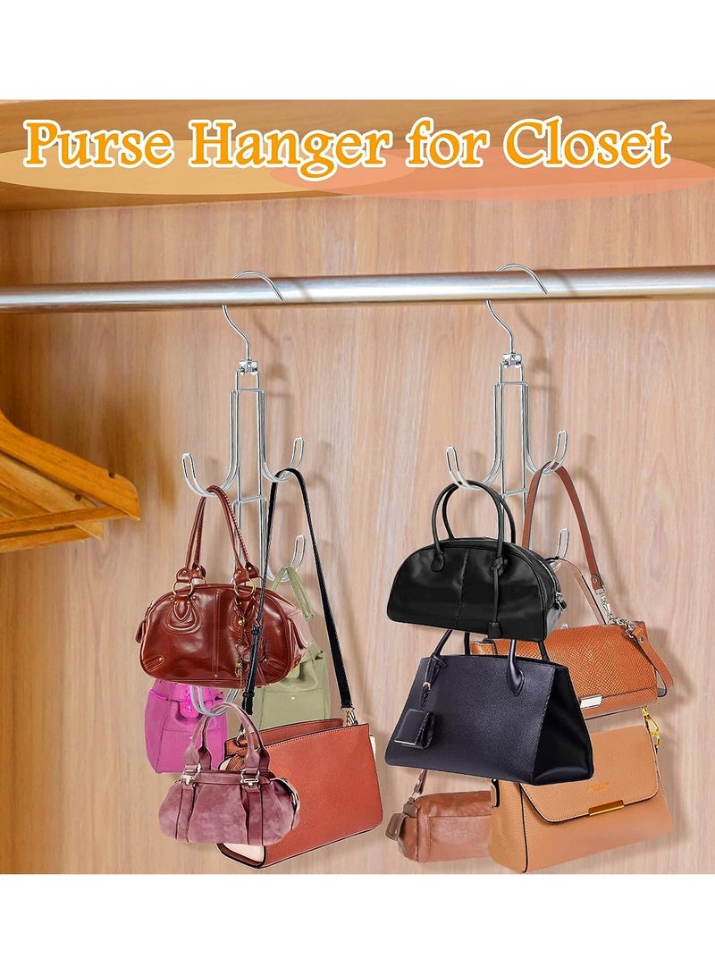 360° Rotated Bag Rack, 2-pack Bag Storage Pocket for Wardrobe, Metal Bag Holder, Storage Hook, Portable Bag Holder for Hanging Purse, Bag, Scarf, Tie, Belt, Hat, Accessories  - Image 4