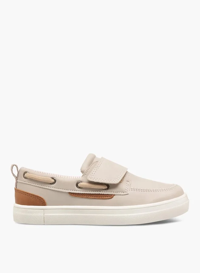 JUNIORS Boys Panelled Slip-On Loafers With Hook And Loop Closure