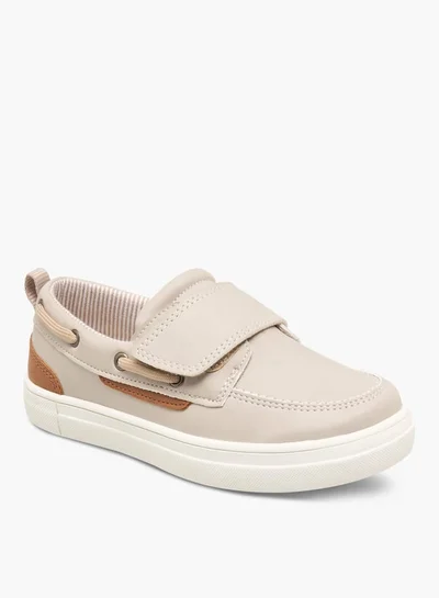 جونيورز Boys Panelled Slip-On Loafers With Hook And Loop Closure