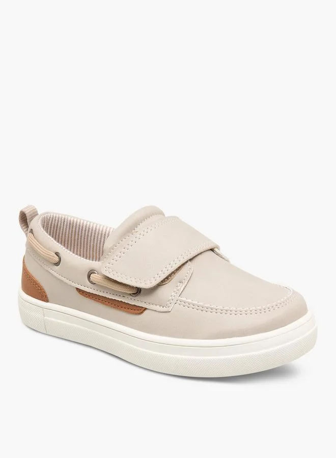 جونيورز Panelled Slip-On Loafers With Hook And Loop Closure