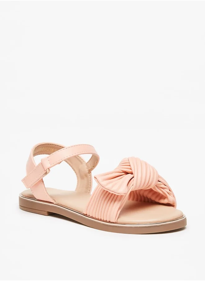 فلورا بيلا Girls'S Ribbed Knot Detail Strap Sandals