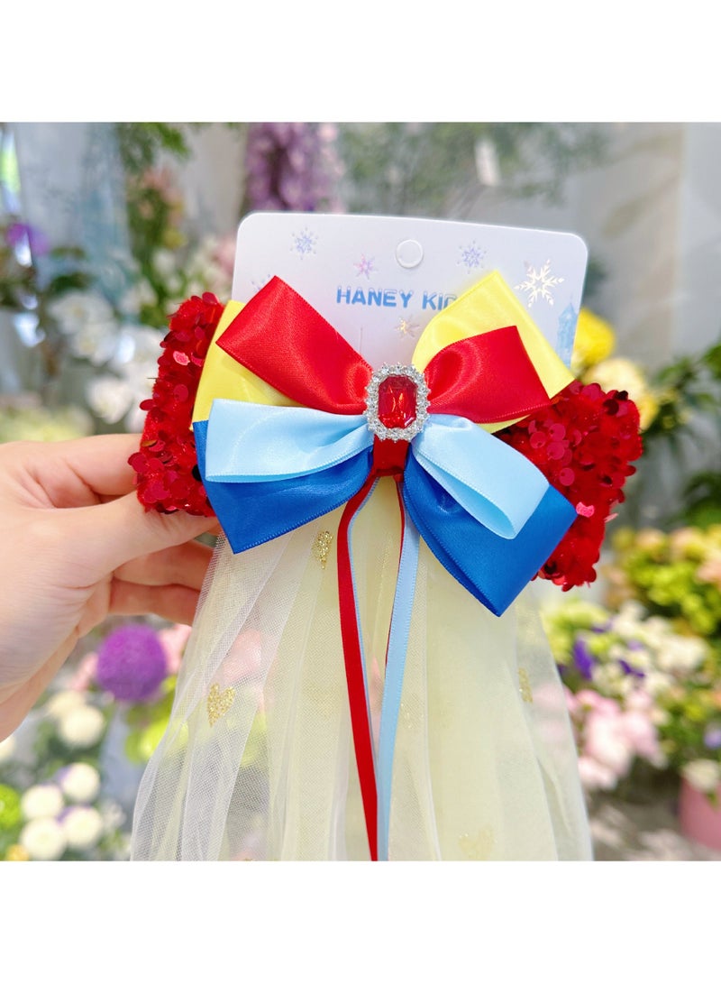 Mesh Bow Hair Clip for Girls, Elegant Ribbon Hair Accessory, Handmade Cosplay Hairpin for Performances - Image 2