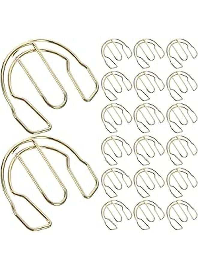 50 Pcs Gold Headphone Shaped Paper Clips Small Fun Metal Office Document Clips - Image 1