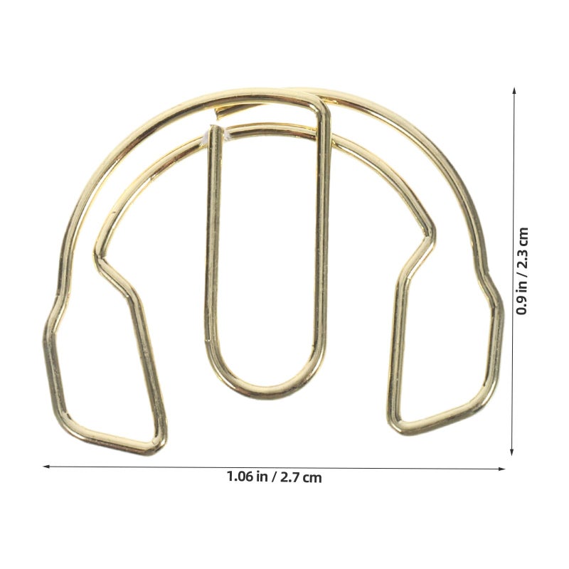 50 Pcs Gold Headphone Shaped Paper Clips Small Fun Metal Office Document Clips - Image 3