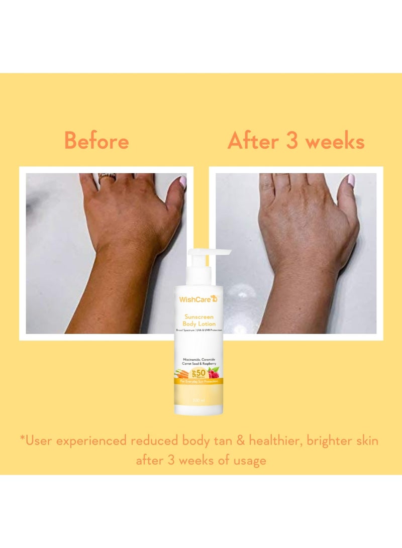 WishCare لوشن الجسم الواقي من الشمس بمعامل حماية SPF50 - واسع الطيف - حماية من الأشعة فوق البنفسجية فئة A وB مع عدم وجود طبقة بيضاء - مع بذور الجزر والتوت - للرجال والنساء - 200 مل - Image 4