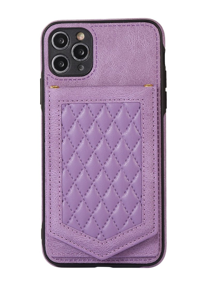 Suteni Back Cover Leather Hidden Card Slots with Mirror Phone Case for iPhone - Image 1