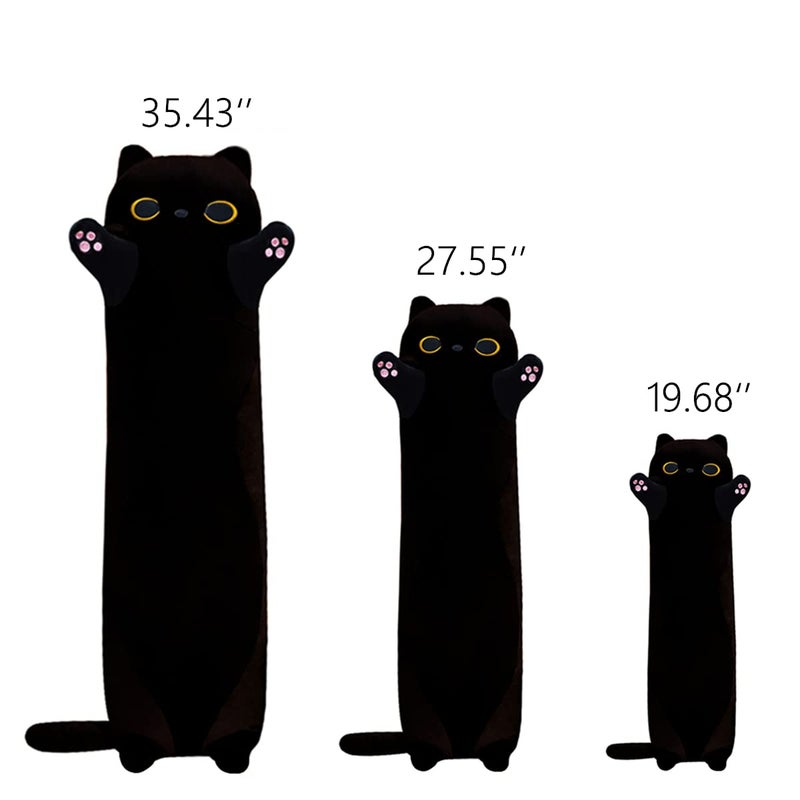 Rexinc Long Black Cat Body Pillow 3543 Kawaii Black Cat Kitten Plush Sleeping Pillow Soft Cat Stuffed Animal Sofa Pillow Toys Gift for Kids Girlfriend - Image 3