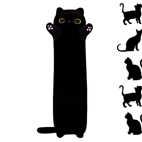 Rexinc Long Black Cat Body Pillow 3543 Kawaii Black Cat Kitten Plush Sleeping Pillow Soft Cat Stuffed Animal Sofa Pillow Toys Gift for Kids Girlfriend - Image 1