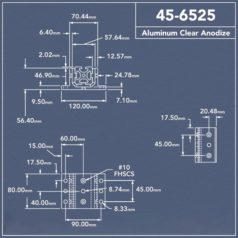 80/20 8020, 45-6525, 45 Series, 3 Mount Double Flange Short Aluminum Linear Bearing for 45mm Aluminum Extrusion , with Brake Holes for Accessories - Image 2