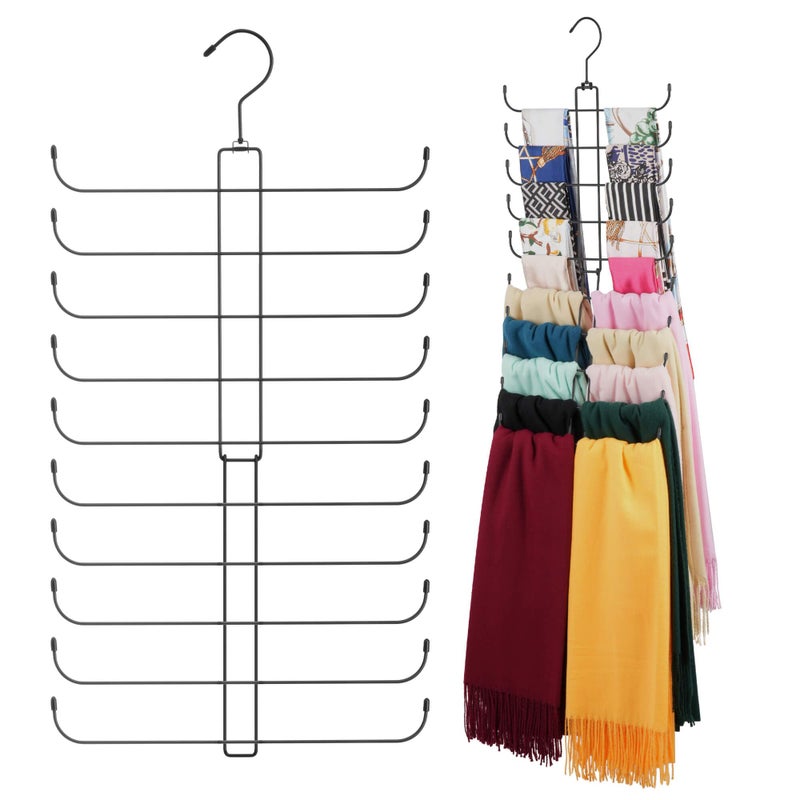 ZEDODIER Scarf Organizer Scarf Hanger for Closet Rotatable Sturdy Hijab Holder Holds 20 Scarves Space Saving Closet Organizers and Storage Black