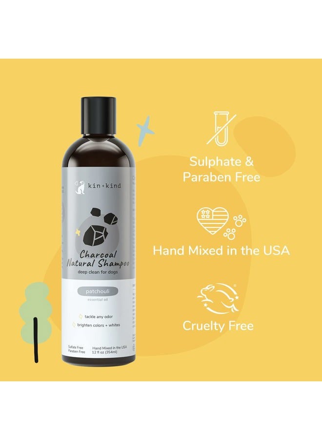 Kin+Kind Dog Shampoo - Deep Clean, Dirt & Odor Remover w/Activated Charcoal for Dogs, Gentle Formula w/Natural Aloe, Olive Oil & Coconut Oil, Pet Hair Care & Grooming Products, Patchouli, 12 fl oz - Image 3