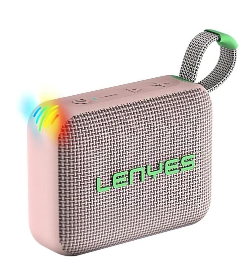 لينيس مكبر صوت بلوتوث صغير الحجم Lenyes S216 بقوة 6 واط مقاوم للماء بمعيار IPX7 صوت جهير عميق ستيريو TWS بلوتوث 5.3 يدعم بطاقة ذاكرة TF ومزود بحزام حمل صغير الحجم وخفيف الوزن وردي - Image 1