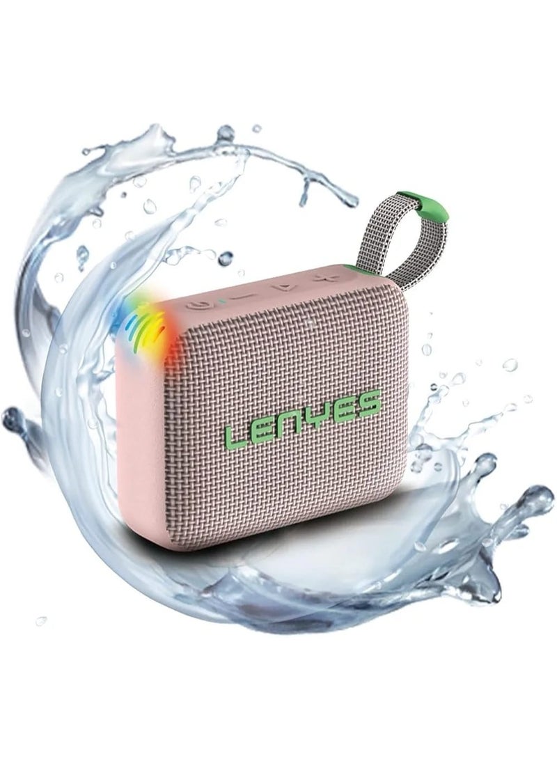 لينيس مكبر صوت بلوتوث صغير الحجم Lenyes S216 بقوة 6 واط مقاوم للماء بمعيار IPX7 صوت جهير عميق ستيريو TWS بلوتوث 5.3 يدعم بطاقة ذاكرة TF ومزود بحزام حمل صغير الحجم وخفيف الوزن وردي - Image 2
