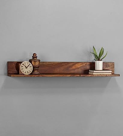 carpentray Floating Shelf for Wall Natural Walnut Wood Wall Shelves Picture Ledge Display Shelf Hanging Wall Bookshelf for Living Room Bedroom Kitchen Office Home Dcor Natural 22inches - Image 1