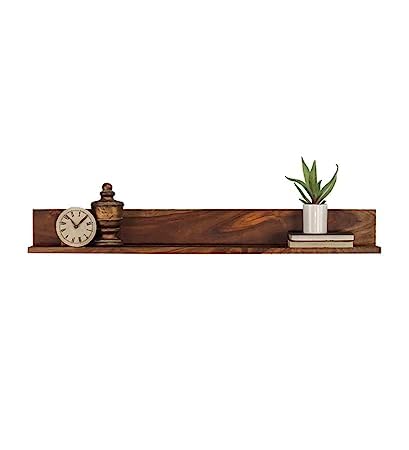 carpentray Floating Shelf for Wall Natural Walnut Wood Wall Shelves Picture Ledge Display Shelf Hanging Wall Bookshelf for Living Room Bedroom Kitchen Office Home Dcor Natural 22inches - Image 2