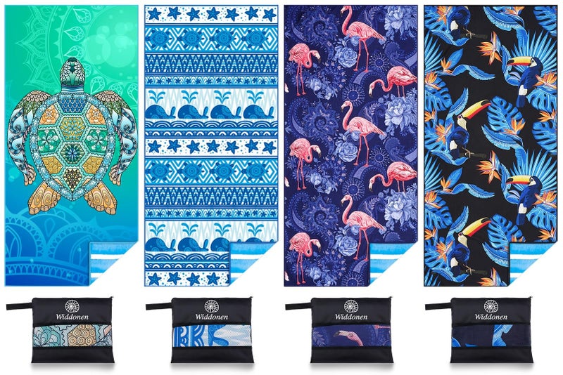 Widdonen 4 Pack Microfiber Lightweight Beach Towel Sand Free Quick Dry Absorbent Thin Compact Towels for Swimming Pool Camping Beach Accessories Large Easy Pack Travel Things for Vacation Essentials Gift - Image 1