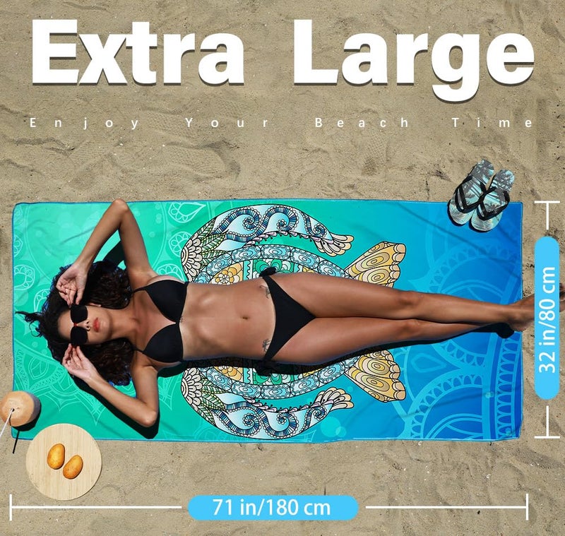 Widdonen 4 Pack Microfiber Lightweight Beach Towel Sand Free Quick Dry Absorbent Thin Compact Towels for Swimming Pool Camping Beach Accessories Large Easy Pack Travel Things for Vacation Essentials Gift - Image 3