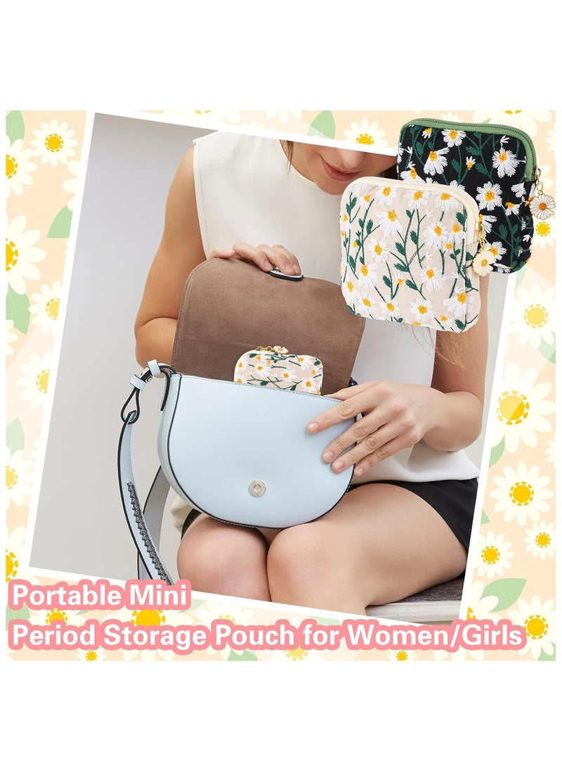 Oasisgalore 2pcs Daisies Sanitary Napkin Bag - Embroidery Menstrual Cup Pouch for Teen Girls and Women  - Image 5