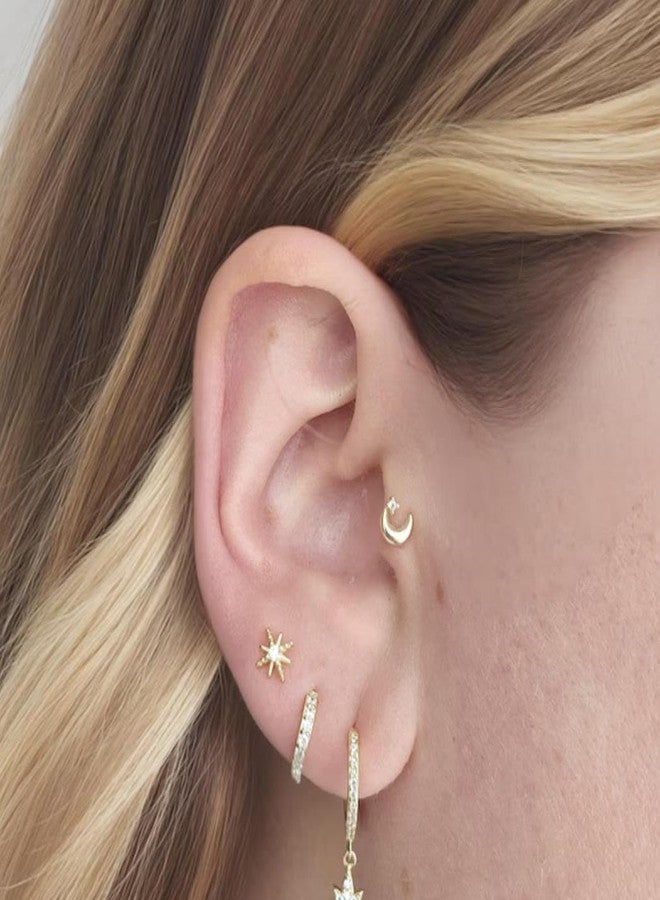 NONTAI أقراط نونتاي 20G/18G/16G بدون خيط، ذات ظهر مسطح، صغيرة الحجم، مناسبة لثقب غضروف الأذن (التراغوس، الحلزون، الصدفة)، مقاس 16 (عمود 1.2 مم)، مصنوعة من الفولاذ المقاوم للصدأ، مرصعة بالزركونيا المكعبة. - Image 3
